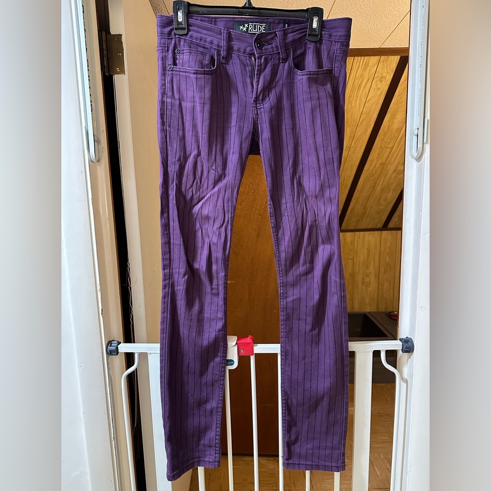 Purple with black stripes Rude jeans